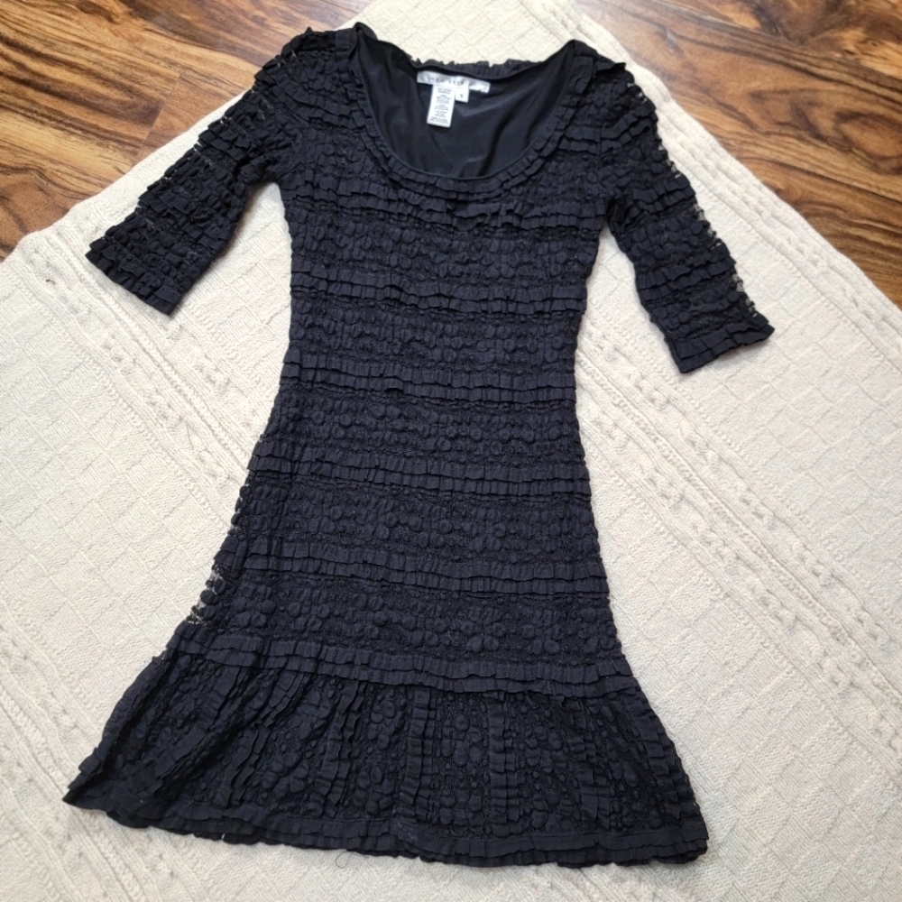 y2k  Max Studio Stretch Lace Scoop Neck Mini Dress size S Black